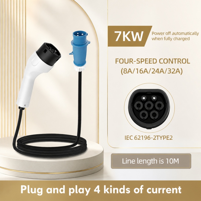 ROMADA 7KW 32A Electric Vehicl - Portable Ev Charger 32A Type 2 Cee Plug 评论和价格